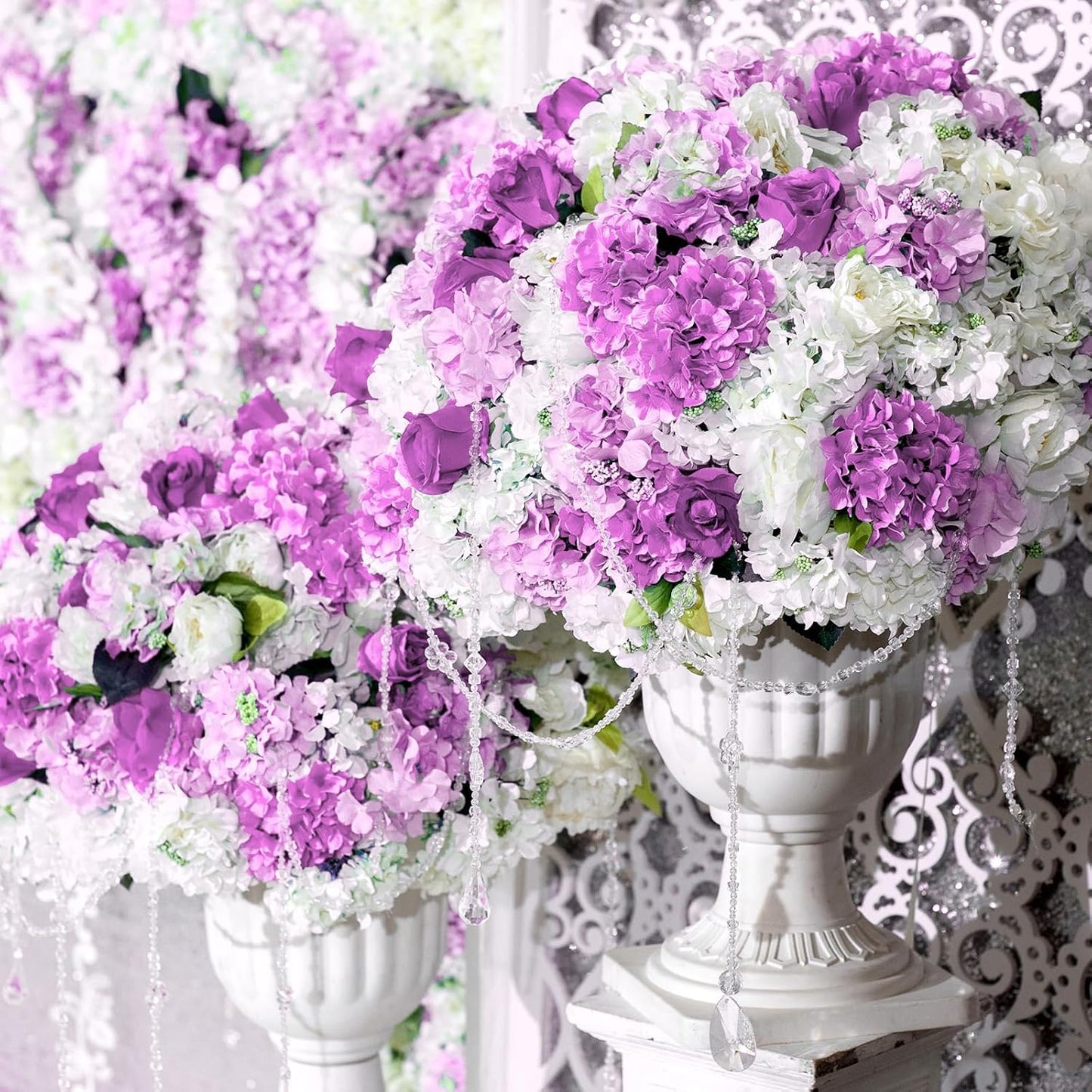 100 Pcs Hydrangea Artificial Flowers Bulk 7.48 Inch Artificial Hydrangeas with Removable Stems Faux Flowers Wedding Decor for Home Garden Party Decoration DIY Project (Lavender)
