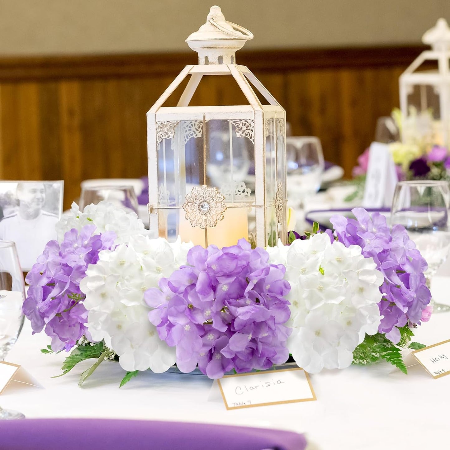 100 Pcs Hydrangea Artificial Flowers Bulk 7.48 Inch Artificial Hydrangeas with Removable Stems Faux Flowers Wedding Decor for Home Garden Party Decoration DIY Project (Lavender)