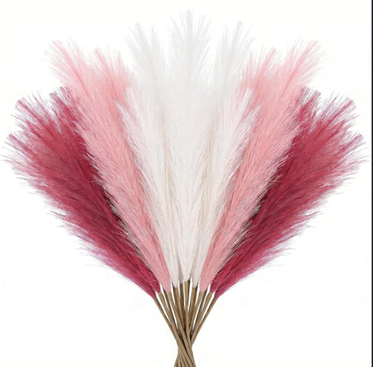 30PCS Artificial Pampas Grass Decor, 21.7" Small Faux Pampas Grass No Shedding Allergy Free, Fluffy Boho Silk Flowers for Vase Filler, Home Living Room Wedding Table Centerpieces, Beige