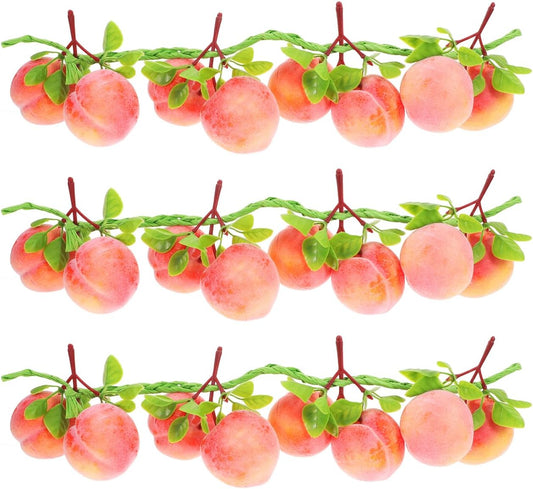 Artificial Peach Pendant String 3pcs Faux Peaches Hanging Decor 19.68in Lifelike Peach Ornaments for Home Kitchen Party Decor Photo Prop Fruit Shop Display