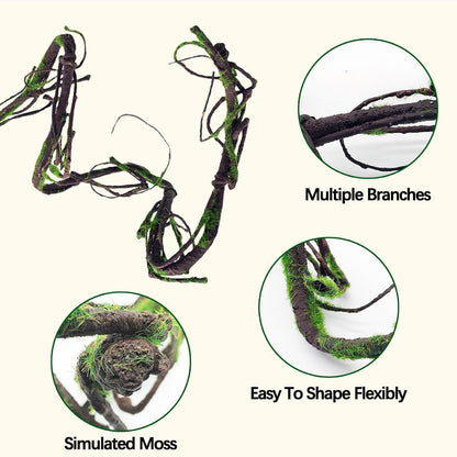 Reptile Jungle Vines Flexible Bend-A-Branch, 3.6Ft Reptile Climbing Branches, Chameleon Flexible Vine Decor,Terrarium Plants Decoration Accessories for Lizard Gecko Frog Snake