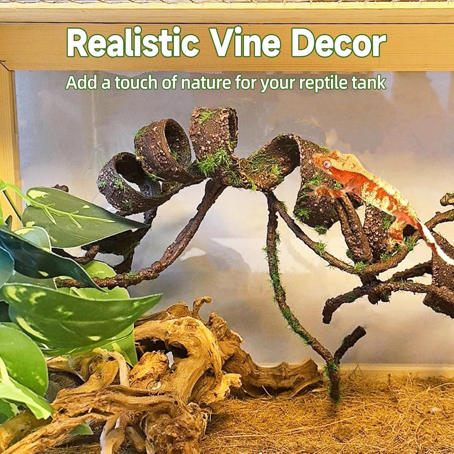 Reptile Jungle Vines Flexible Bend-A-Branch, 3.6Ft Reptile Climbing Branches, Chameleon Flexible Vine Decor,Terrarium Plants Decoration Accessories for Lizard Gecko Frog Snake