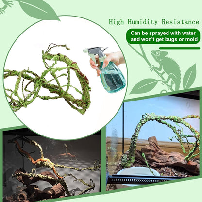 Reptile Jungle Vines Flexible Bend-A-Branch, 3.6Ft Reptile Climbing Branches, Chameleon Flexible Vine Decor,Terrarium Plants Decoration Accessories for Lizard Gecko Frog Snake