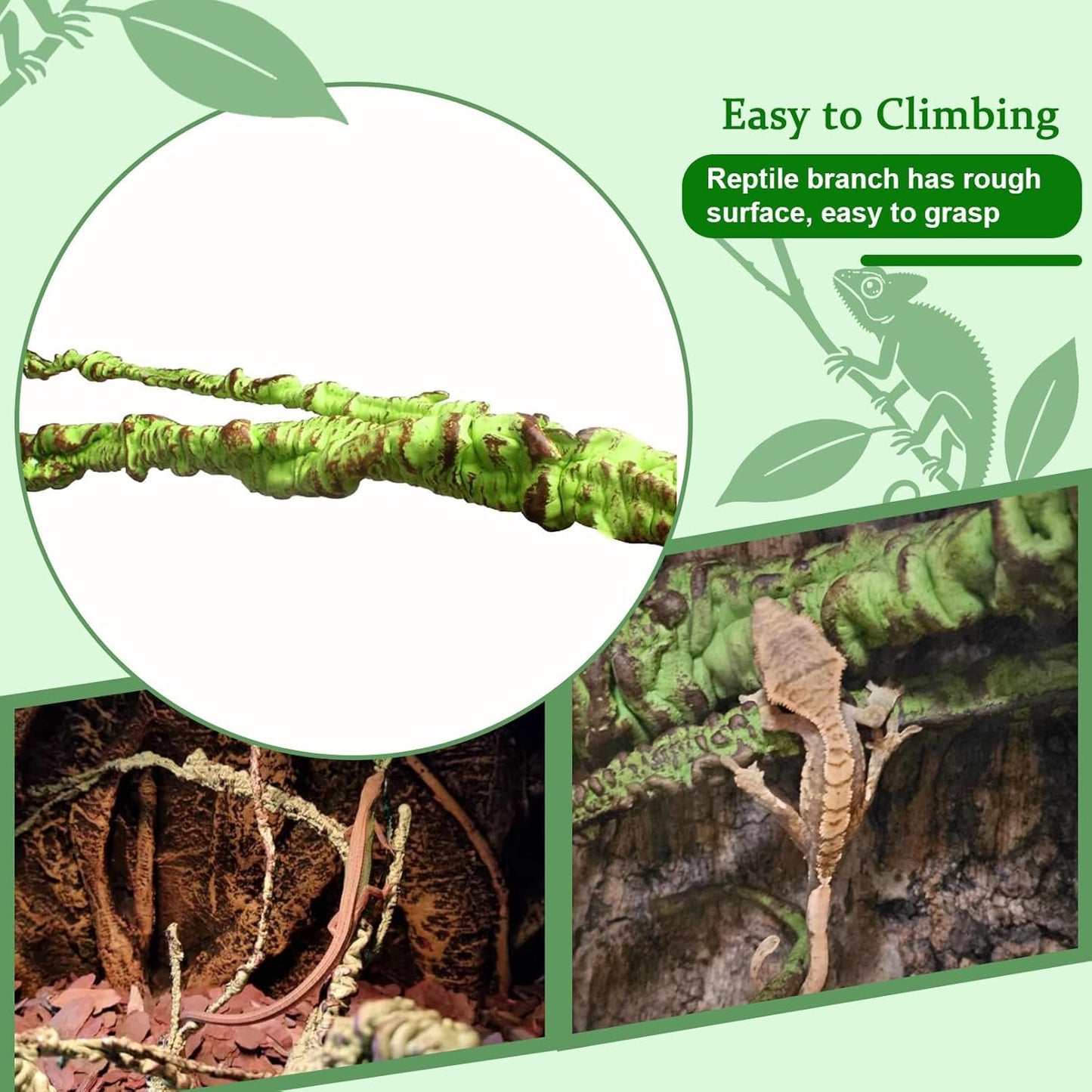 Reptile Jungle Vines Flexible Bend-A-Branch, 3.6Ft Reptile Climbing Branches, Chameleon Flexible Vine Decor,Terrarium Plants Decoration Accessories for Lizard Gecko Frog Snake