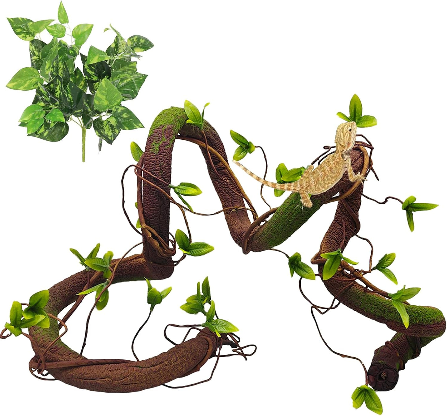 Reptile Jungle Vines Flexible Bend-A-Branch, 3.6Ft Reptile Climbing Branches, Chameleon Flexible Vine Decor,Terrarium Plants Decoration Accessories for Lizard Gecko Frog Snake