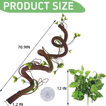 Reptile Jungle Vines Flexible Bend-A-Branch, 3.6Ft Reptile Climbing Branches, Chameleon Flexible Vine Decor,Terrarium Plants Decoration Accessories for Lizard Gecko Frog Snake