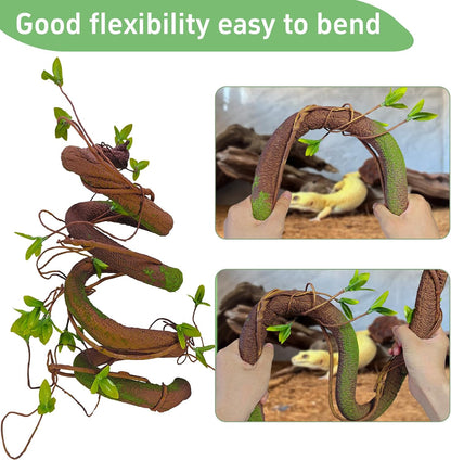 Reptile Jungle Vines Flexible Bend-A-Branch, 3.6Ft Reptile Climbing Branches, Chameleon Flexible Vine Decor,Terrarium Plants Decoration Accessories for Lizard Gecko Frog Snake