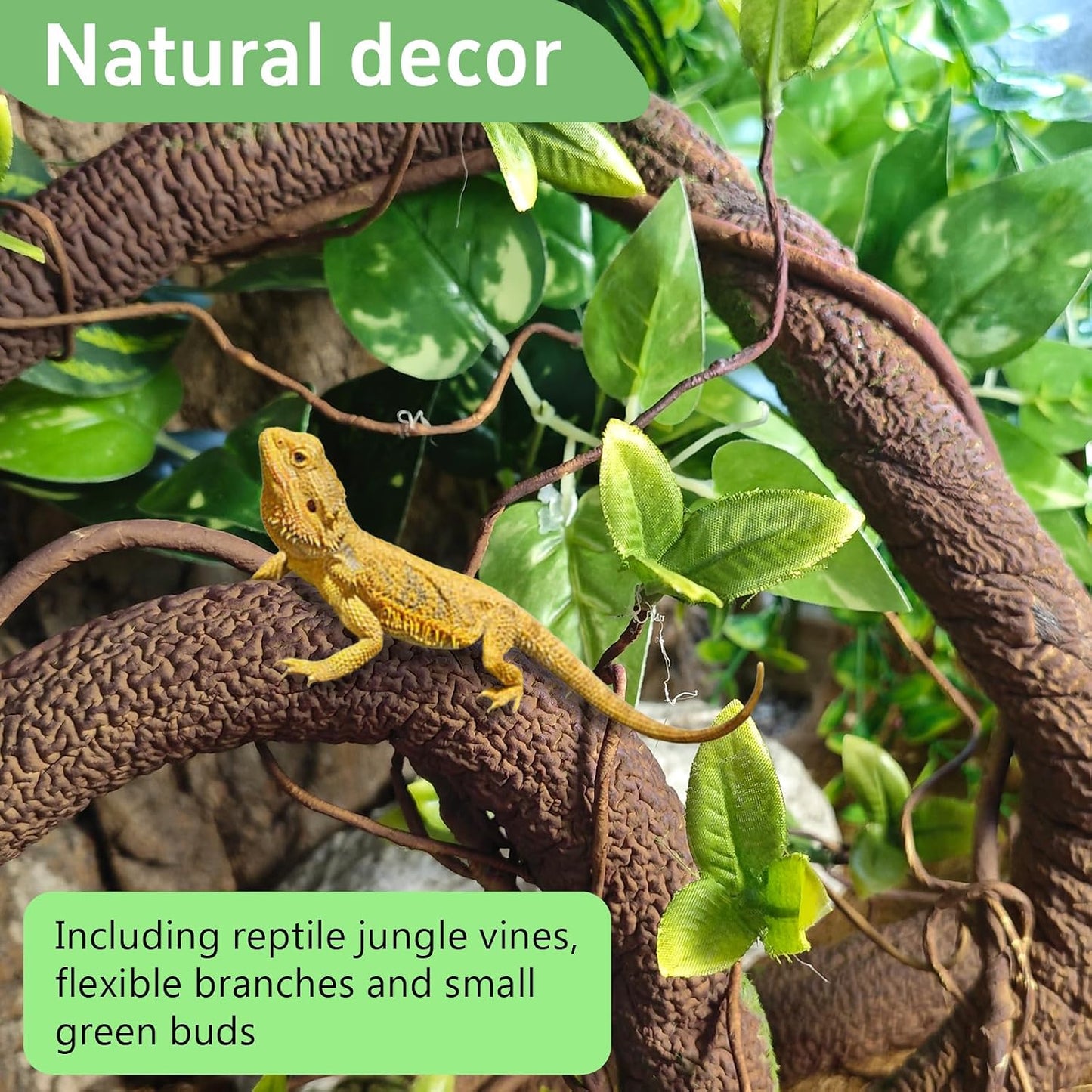Reptile Jungle Vines Flexible Bend-A-Branch, 3.6Ft Reptile Climbing Branches, Chameleon Flexible Vine Decor,Terrarium Plants Decoration Accessories for Lizard Gecko Frog Snake