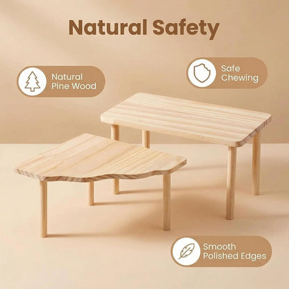 Hamster Platforms Wooden Ladder Bendy Bridge Fence Hidden Play House | Hamster Game Climbing Toy with Platform Decor Cage Accessories for Dwarf Syrian Mice Degus Gerbils Squirrel Small Pets