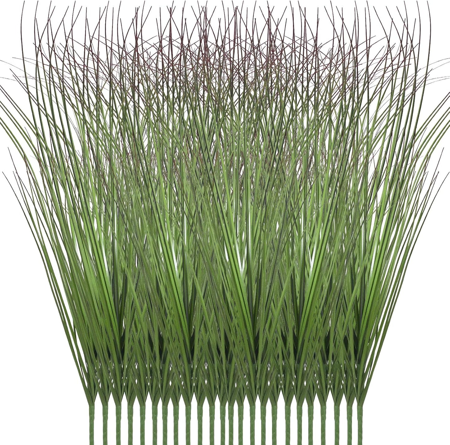 8 Bundles Artificial Plants Onion Grass Outdoor 17 Inch Tall Fake Shrubs Wheat Grass UV Resistant Greenery Stems Faux Bushes Plant for Indoor Outdoor Garden Office Home Decor（Green Red Tail）