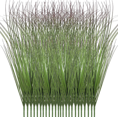 8 Bundles Artificial Plants Onion Grass Outdoor 17 Inch Tall Fake Shrubs Wheat Grass UV Resistant Greenery Stems Faux Bushes Plant for Indoor Outdoor Garden Office Home Decor（Green Red Tail）