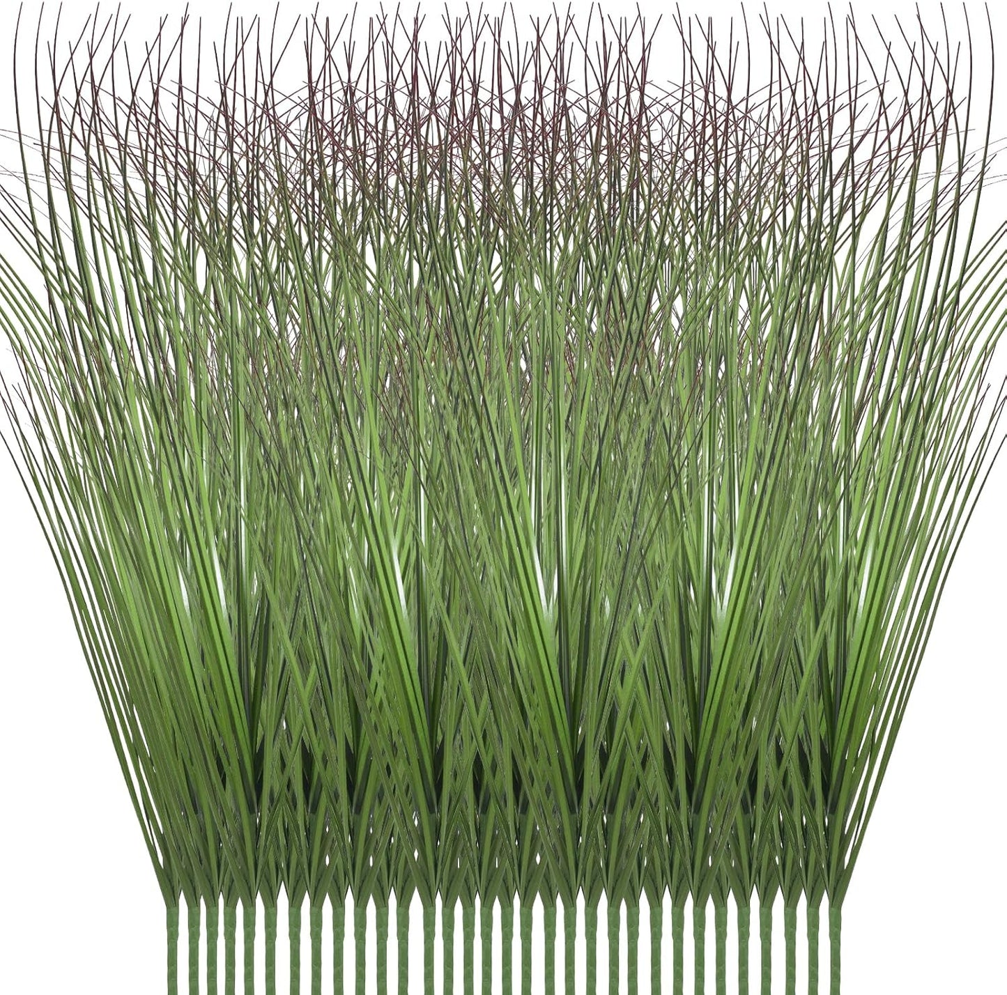 8 Bundles Artificial Plants Onion Grass Outdoor 17 Inch Tall Fake Shrubs Wheat Grass UV Resistant Greenery Stems Faux Bushes Plant for Indoor Outdoor Garden Office Home Decor（Green Red Tail）