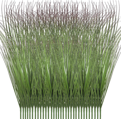 8 Bundles Artificial Plants Onion Grass Outdoor 17 Inch Tall Fake Shrubs Wheat Grass UV Resistant Greenery Stems Faux Bushes Plant for Indoor Outdoor Garden Office Home Decor（Green Red Tail）
