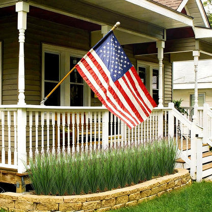 8 Bundles Artificial Plants Onion Grass Outdoor 17 Inch Tall Fake Shrubs Wheat Grass UV Resistant Greenery Stems Faux Bushes Plant for Indoor Outdoor Garden Office Home Decor（Green Red Tail）