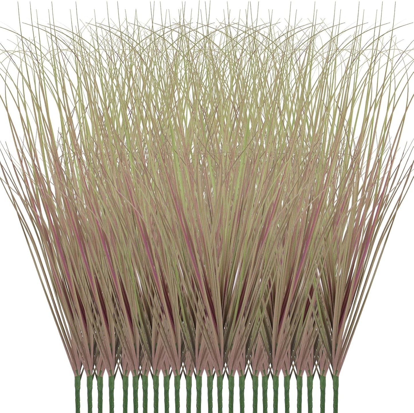 8 Bundles Artificial Plants Onion Grass Outdoor 17 Inch Tall Fake Shrubs Wheat Grass UV Resistant Greenery Stems Faux Bushes Plant for Indoor Outdoor Garden Office Home Decor（Green Red Tail）