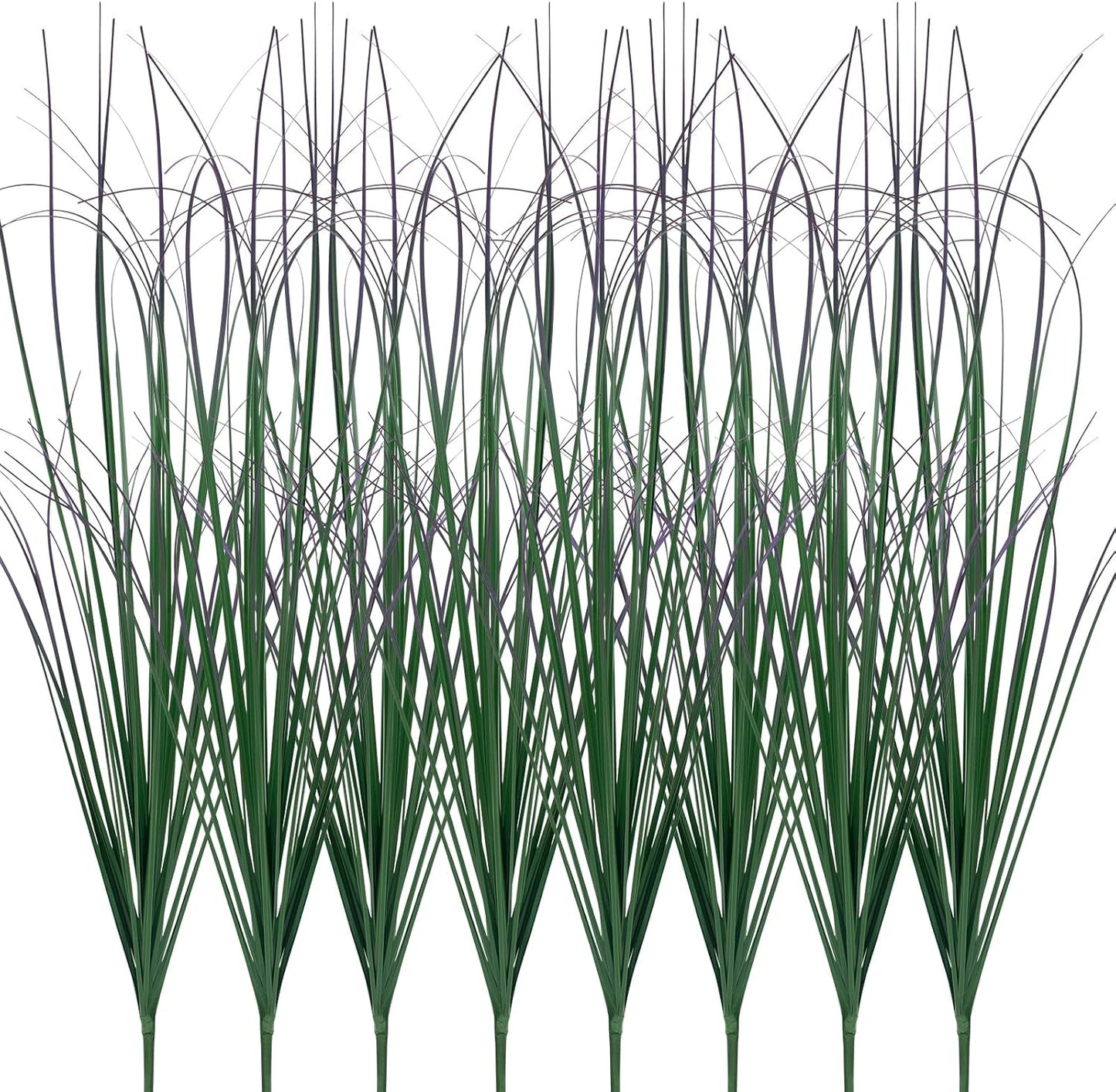 8 Bundles Artificial Plants Onion Grass Outdoor 17 Inch Tall Fake Shrubs Wheat Grass UV Resistant Greenery Stems Faux Bushes Plant for Indoor Outdoor Garden Office Home Decor（Green Red Tail）