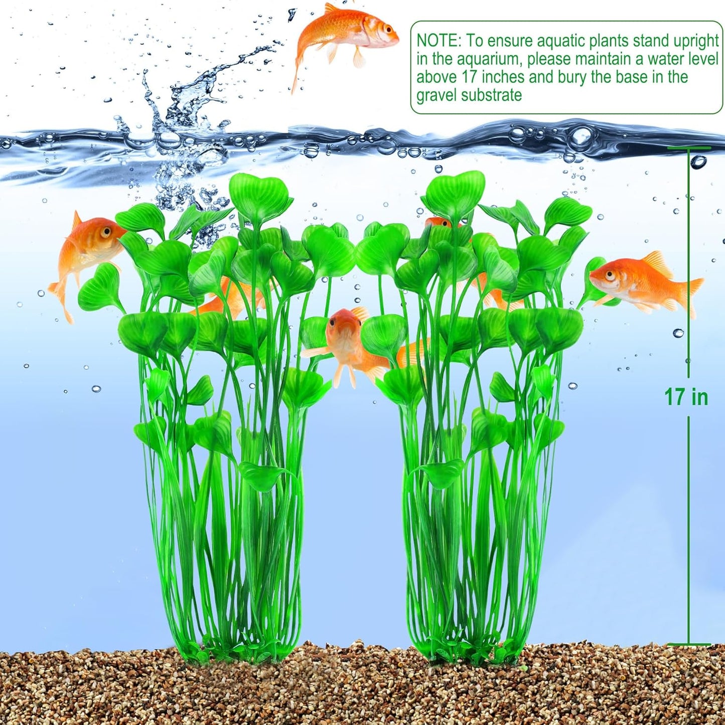 Plastic Fish Tank Plants, 2 Pack Artificial Tall Aquarium Plants for Fish Tank Decor, 15.75 Inches (Green)