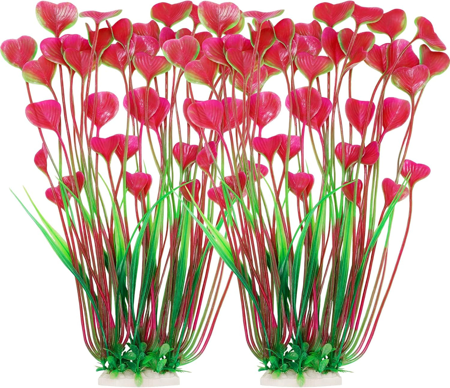 Plastic Fish Tank Plants, 2 Pack Artificial Tall Aquarium Plants for Fish Tank Decor, 15.75 Inches (Green)