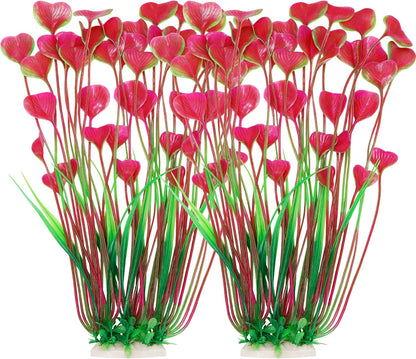 Plastic Fish Tank Plants, 2 Pack Artificial Tall Aquarium Plants for Fish Tank Decor, 15.75 Inches (Green)