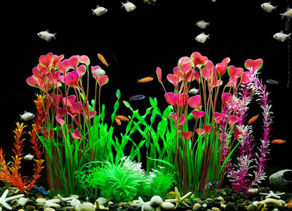 Plastic Fish Tank Plants, 2 Pack Artificial Tall Aquarium Plants for Fish Tank Decor, 15.75 Inches (Green)