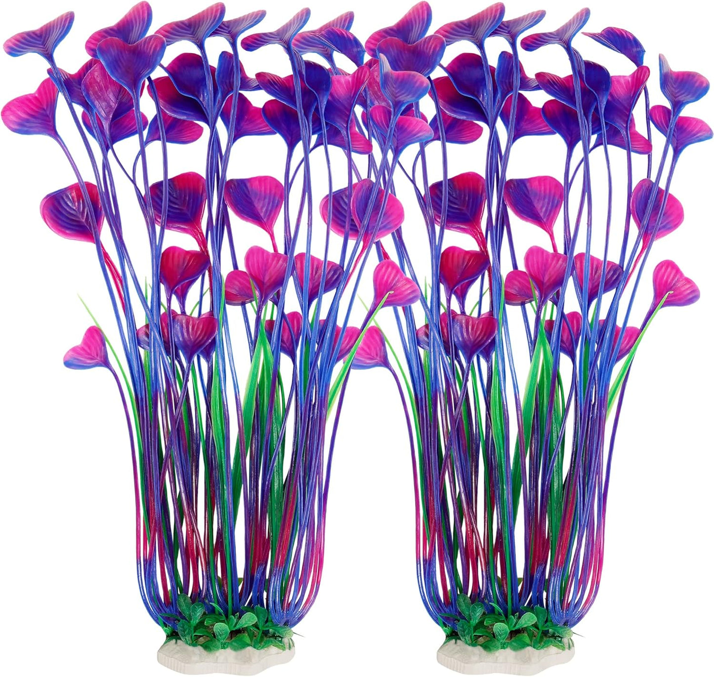 Plastic Fish Tank Plants, 2 Pack Artificial Tall Aquarium Plants for Fish Tank Decor, 15.75 Inches (Green)