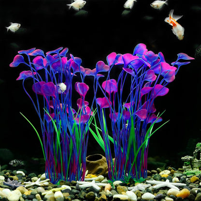 Plastic Fish Tank Plants, 2 Pack Artificial Tall Aquarium Plants for Fish Tank Decor, 15.75 Inches (Green)