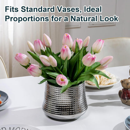 20PCS Fake Tulips Artificial Tulip Silk Flowers Fake PU Bouquet Artificial Flowers Faux Flowers with Gift Box Soft Faux Tulips Bouquets Arrangements for Party Wedding Home