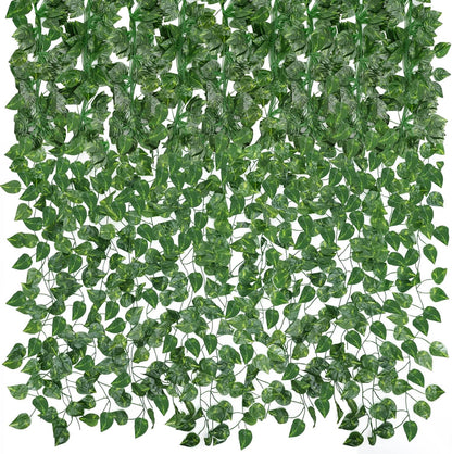 Fake Vines for Room Decor 24 Pack 168ft Artificial Ivy Greenery Garland for Bedroom Wall Decor, Hanging Green Leaves for Party Wedding Christmas Decoration