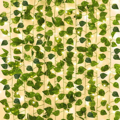 Fake Vines for Room Decor 24 Pack 168ft Artificial Ivy Greenery Garland for Bedroom Wall Decor, Hanging Green Leaves for Party Wedding Christmas Decoration