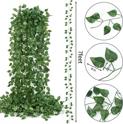 Fake Vines for Room Decor 24 Pack 168ft Artificial Ivy Greenery Garland for Bedroom Wall Decor, Hanging Green Leaves for Party Wedding Christmas Decoration