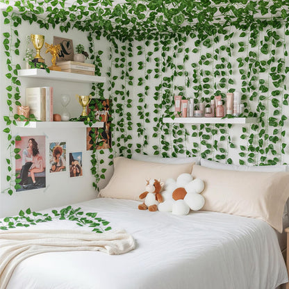 Fake Vines for Room Decor 24 Pack 168ft Artificial Ivy Greenery Garland for Bedroom Wall Decor, Hanging Green Leaves for Party Wedding Christmas Decoration