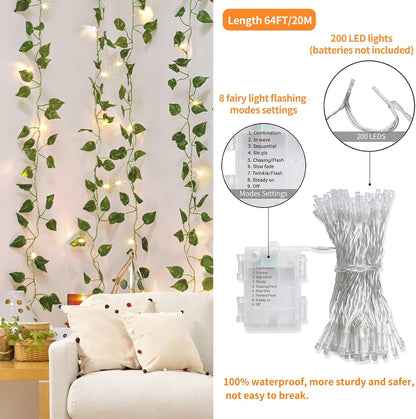 Fake Vines for Room Decor 24 Pack 168ft Artificial Ivy Greenery Garland for Bedroom Wall Decor, Hanging Green Leaves for Party Wedding Christmas Decoration