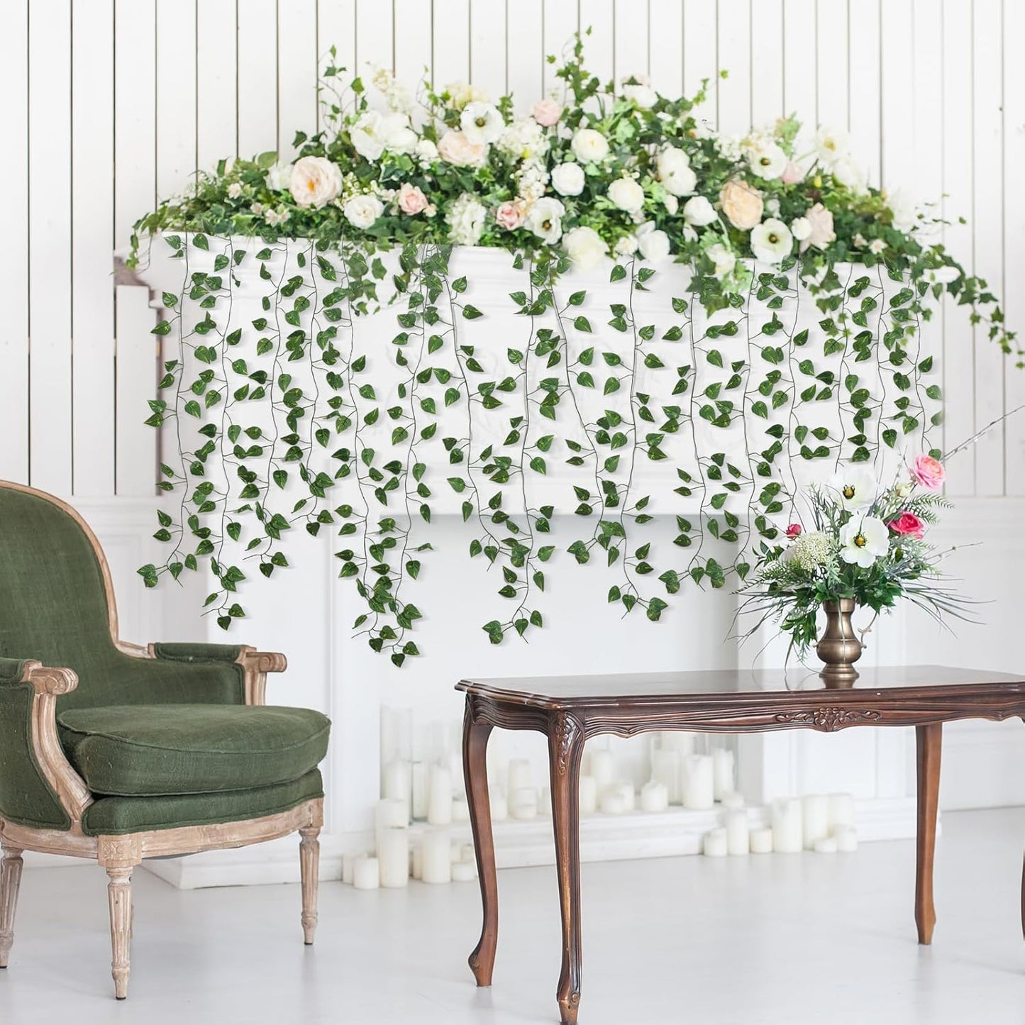 Fake Vines for Room Decor 24 Pack 168ft Artificial Ivy Greenery Garland for Bedroom Wall Decor, Hanging Green Leaves for Party Wedding Christmas Decoration