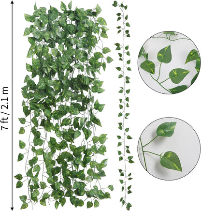 Fake Vines for Room Decor 24 Pack 168ft Artificial Ivy Greenery Garland for Bedroom Wall Decor, Hanging Green Leaves for Party Wedding Christmas Decoration
