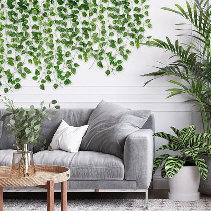 Fake Vines for Room Decor 24 Pack 168ft Artificial Ivy Greenery Garland for Bedroom Wall Decor, Hanging Green Leaves for Party Wedding Christmas Decoration