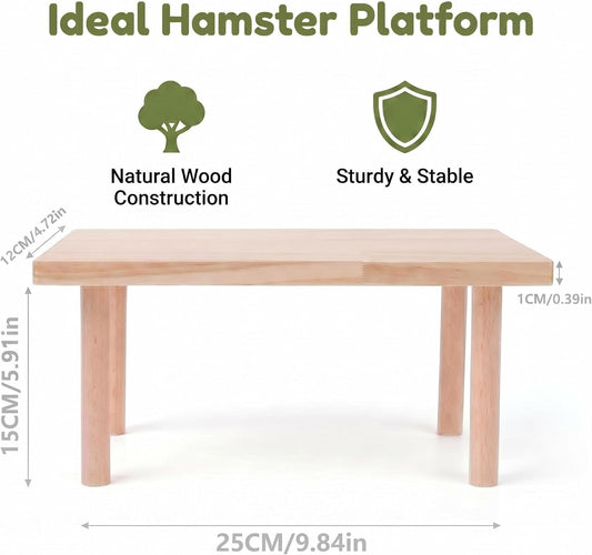 Hamster Play Platform Wooden Cage Accessory for Small Hamsters, Natural Multi-Level Climbing Playground & Rest Area, Enrichment Habitat Decor for Dwarf Syrian Hamsters