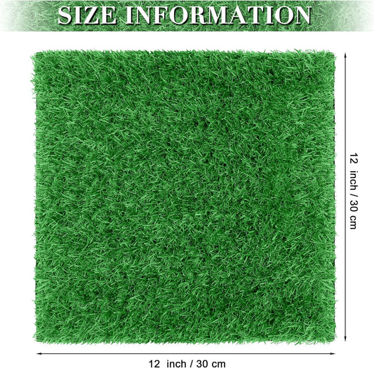 12 Pcs Artificial Grass Mat, 12 x 12 Inch Synthetic Turf Squares | Spring Grass Color, Realistic Appearance, Drainage Holes, Easy DIY, Indoor Outdoor Use, Patio Balcony Decor