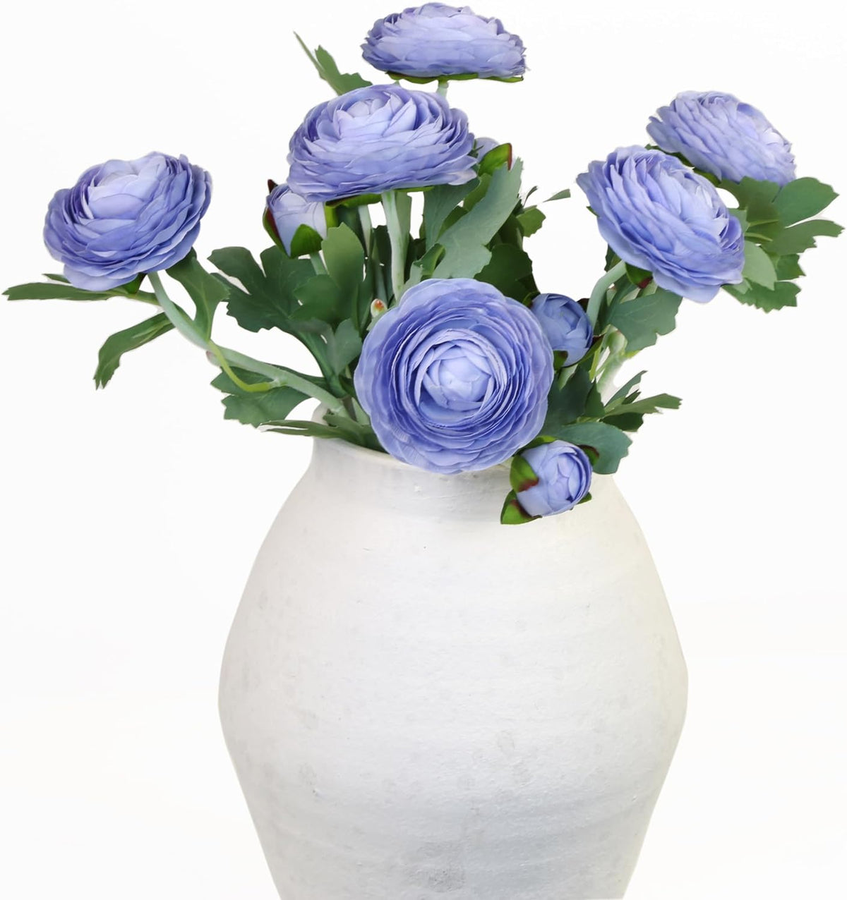 Artificial Ranunculus Flowers with Real Touch Stem, Silk Ranunculus Flowers (6 Pack) (White)