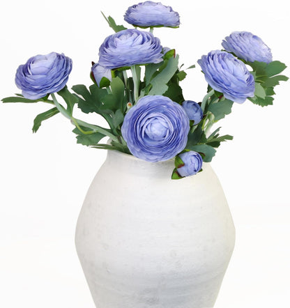 Artificial Ranunculus Flowers with Real Touch Stem, Silk Ranunculus Flowers (6 Pack) (White)