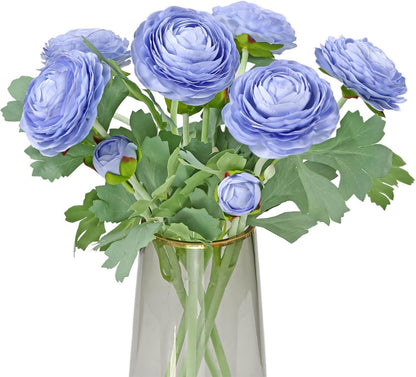Artificial Ranunculus Flowers with Real Touch Stem, Silk Ranunculus Flowers (6 Pack) (White)