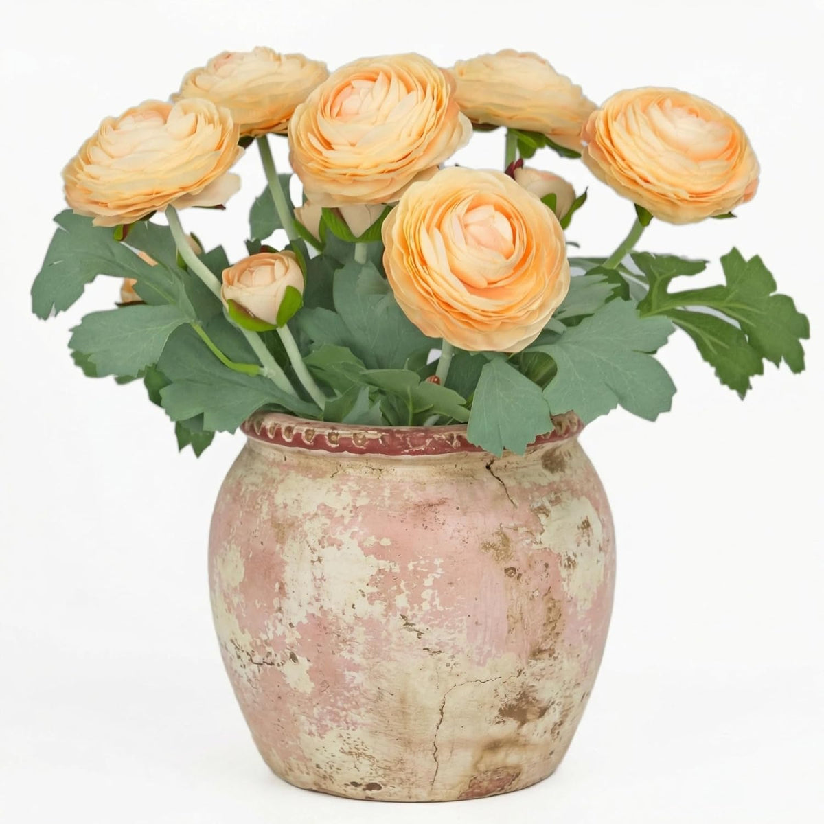 Artificial Ranunculus Flowers with Real Touch Stem, Silk Ranunculus Flowers (6 Pack) (White)