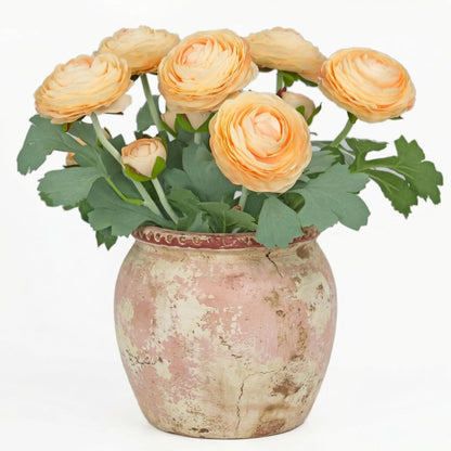 Artificial Ranunculus Flowers with Real Touch Stem, Silk Ranunculus Flowers (6 Pack) (White)