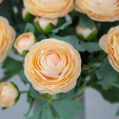 Artificial Ranunculus Flowers with Real Touch Stem, Silk Ranunculus Flowers (6 Pack) (White)