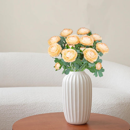Artificial Ranunculus Flowers with Real Touch Stem, Silk Ranunculus Flowers (6 Pack) (White)