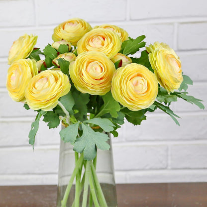 Artificial Ranunculus Flowers with Real Touch Stem, Silk Ranunculus Flowers (6 Pack) (White)