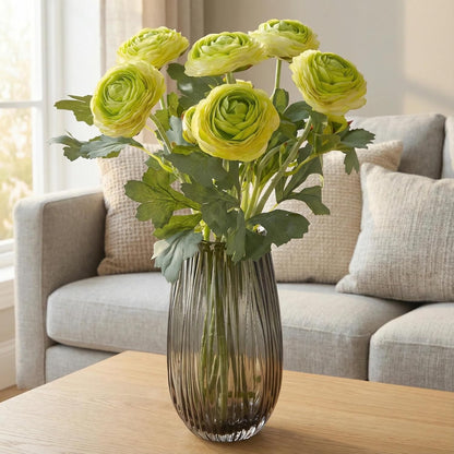 Artificial Ranunculus Flowers with Real Touch Stem, Silk Ranunculus Flowers (6 Pack) (White)