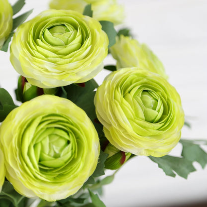 Artificial Ranunculus Flowers with Real Touch Stem, Silk Ranunculus Flowers (6 Pack) (White)