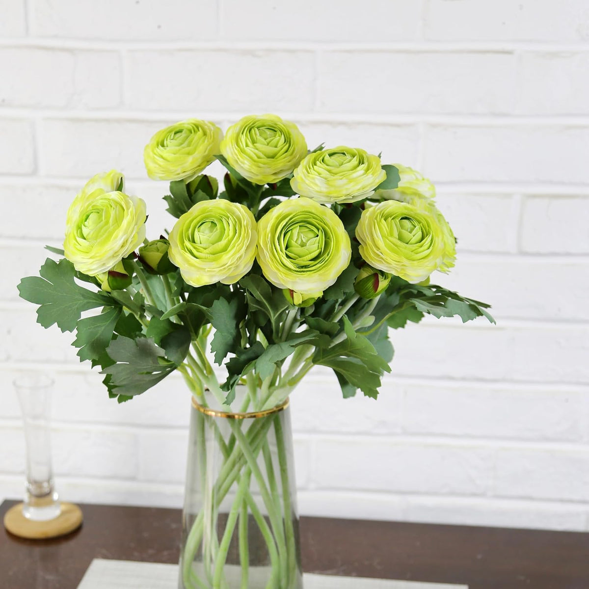 Artificial Ranunculus Flowers with Real Touch Stem, Silk Ranunculus Flowers (6 Pack) (White)