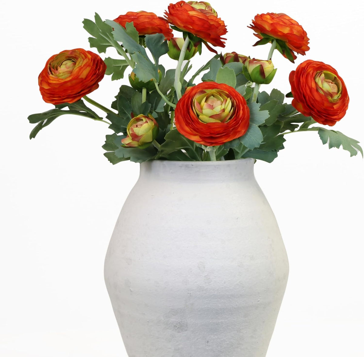 Artificial Ranunculus Flowers with Real Touch Stem, Silk Ranunculus Flowers (6 Pack) (White)