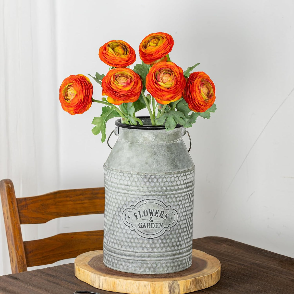 Artificial Ranunculus Flowers with Real Touch Stem, Silk Ranunculus Flowers (6 Pack) (White)